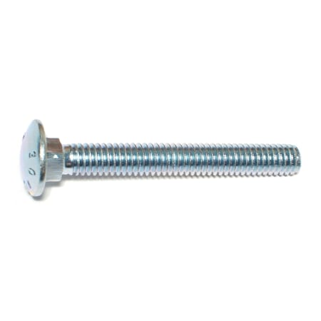 Midwest Fastener Carriage Bolt, Square Neck, 18 (Coarse), 2-1/2 in L, Steel, Zinc Plated, 100 PK 01078